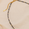 Collier minimaliste de billes facettées en cristal et acier 0124603 gris foncé