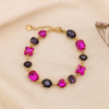 Bracelet en acier doré serti de cristaux colorés élégants 0224579 magenta