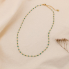 Collier chapelet billes émaillées minimaliste acier inoxydable 0124187 vert foncé