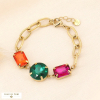 Bracelet perles strass baroques chaîne acier inoxydable doré 0223512 multi