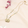 Collier acier inoxydable antique oeil chance pierre strass 0123580 vert