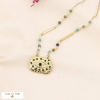 Collier acier inoxydable antique oeil chance pierre strass 0123580 vert