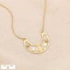 Collier chaîne fine acier inoxydable pendentif demi-lune ajourée 0124050 doré