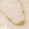 Collier cordon bicolore métallisé talisman acier inoxydable 0124056 rose