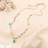 Collier acier inoxydable gouttes billes pierre femme 0124129 multi