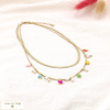 Collier double-rangs acier inoxydable cristal perles acrylique 0124064 multi