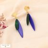 Boucles d'oreilles plumes acétate éventail acier inoxydable 0323512 vert foncé