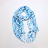 Foulard Mousseline Coton Viscose Imprimé Floral Pastel 0725013 bleu
