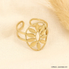 Bague acier inox couronne feuille femme 0423120 doré
