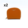 Porte-Monnaie Zippé simili-cuir texturé Flora&Co 0925003 (lot de 2) cognac