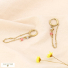 Mini-créoles chaînette billes acier inoxydable pierre strass 0324074 rose