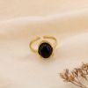 Bague Ajustable Acier Cabochon Ovale Pierre ou Nacre 0425010 noir