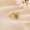 Bague Ajustable Acier Tressé Cabochon Ovale Pierre ou Nacre 0425013 vert