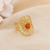 Bague Double-Anneaux Ajustable Soleil Acier Pierre ou Nacre 0425030 orange