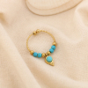 Bague minimaliste acier inoxydable pierre breloque 0425026 bleu turquoise