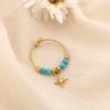 Bague acier inoxydable fine breloque étoile 0425024 bleu turquoise