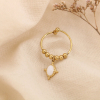 Bague acier inoxydable pierre fine breloque baroque 0425020 blanc