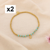 2 Bracelets Élastiques Billes Acier Pierre étoile 0225050 bleu turquoise