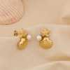 Boucles d’oreilles acier astérie coquillage perle 0325021 doré