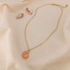 Collier acier inoxydable émail marin escargot de mer 0125046 rose nude