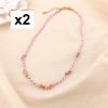 2 Colliers cordon torsadé coloré inox pour charms 0125148 rose