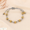 Bracelet ajustable macramé avec billes en acier inoxydable 0224034 bleu