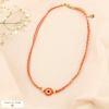 Collier double-rangs œil protecteur sur cordon tressé 0124077 orange