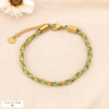 Bracelet tressé coloré avec chaîne fine en acier 0224063 vert