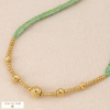 Collier avec billes dorées en acier inoxydable 0124070 vert