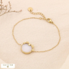Bracelet acier doré avec pierre naturelle ronde 0224007 blanc
