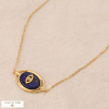 Collier œil protecteur acier inoxydable pierre naturelle 0124014 bleu foncé