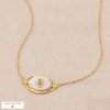 Collier œil protecteur acier inoxydable pierre naturelle 0124014 blanc