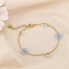 Bracelet acier inox fleur cristal perle acrylique 0225186 bleu