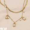 Collier Double-Rang Layering en Acier Inoxydable et Strass 0124039 blanc