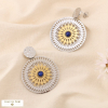 Boucles d’oreilles XXL acier inoxydable cabochon pierre naturelle 0324535 bleu