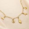 Collier acier coquillage corail queue de baleine 0125136 doré