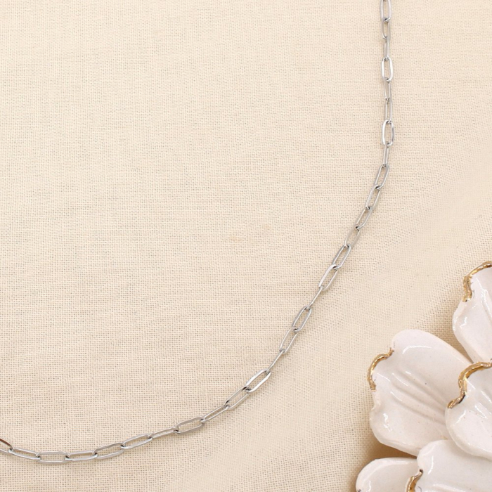 Collier chaîne acier inox maille trombone fine 0125123 argenté