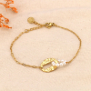 Bracelet acier inoxydable médaillon martelé billes acrylique 0224051 blanc