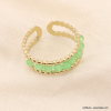 Bague double anneaux acier inoxydable billes pierre 0423037 vert