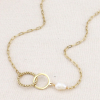 Collier acier inoxydable anneaux entrelacés perle d’eau douce 0124112 blanc
