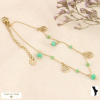 Chaîne de cheville acier inoxydable pampilles arbre de vie perles colorées 0223175 vert