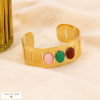 Bracelet jonc large acier inoxydable cabochons pierre 0224016 multi