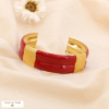 Bracelet jonc large ouvert en acier inoxydable émaillé 0224572 rouge