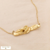 Collier acier inoxydable pendentif nœud stylisé 0124504 doré