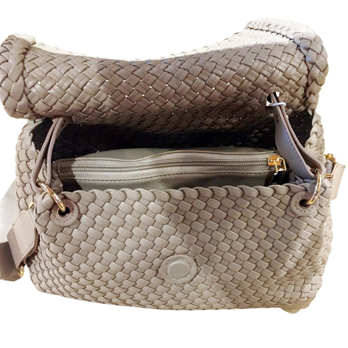 Sac porté épaule tressé simili-cuir 0925515 taupe
