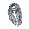 Foulard imprimé fleur paillette viscose coton 0725501 gris foncé