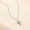 Collier acier inoxydable strass pendentif croix 0125577 argenté