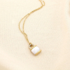 Collier cadenas acier inoxydable nacre strass 0125579 doré