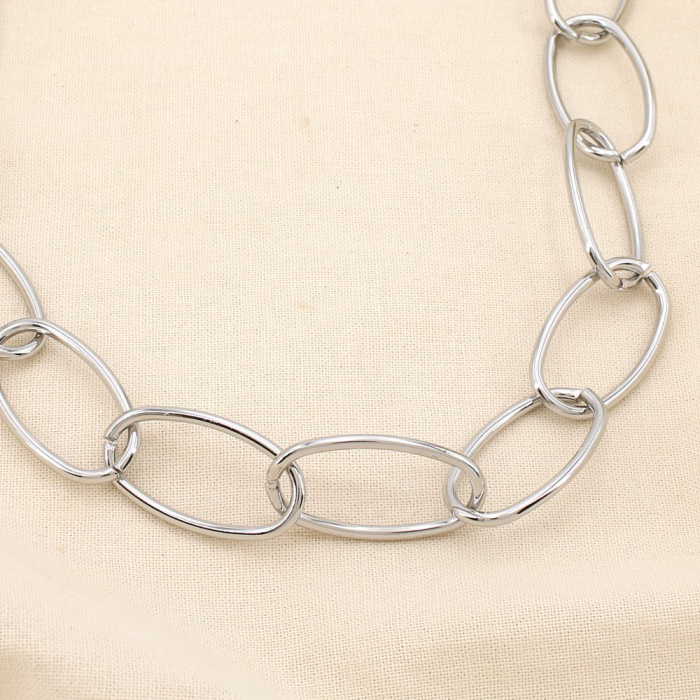 Collier acier inoxydable large maille ovale 0125581 argenté