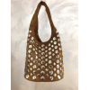 Sac à main seau effet daim clouté polyester 0925030 cognac